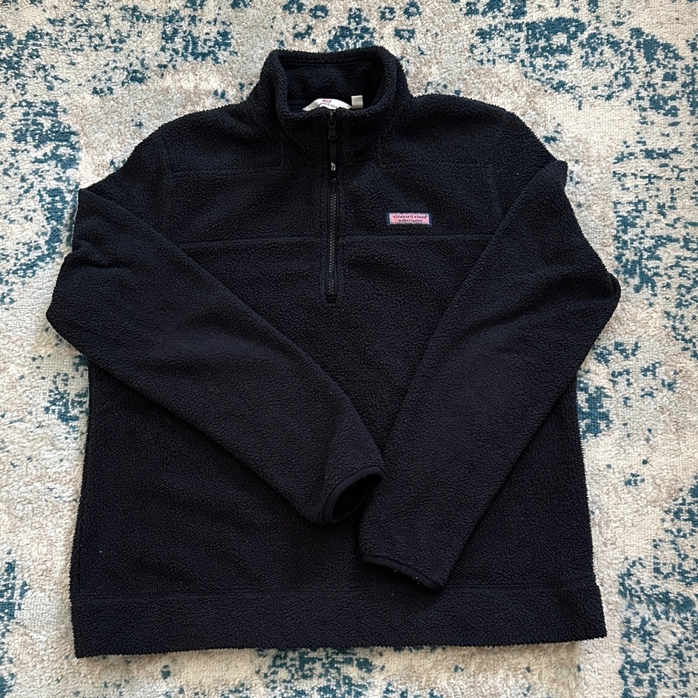 Vineyard Vines Black Half Zip-Up Sweater medium cute